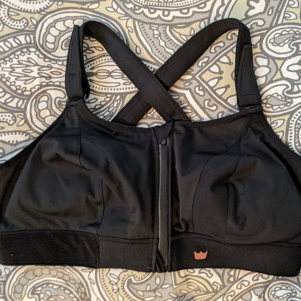 SHEFIT Black Front-Zip High Support Sports Bra